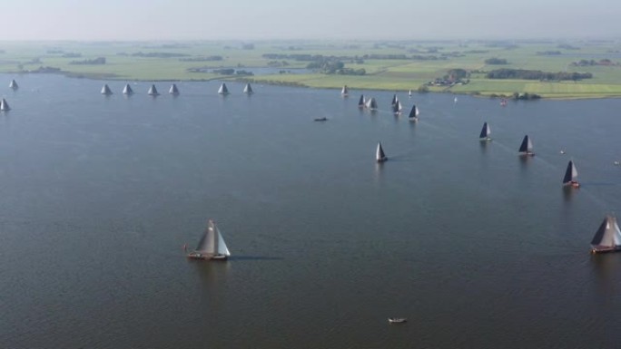 荷兰弗里斯兰弗里斯兰弗莱森湖上的skutsjessilen天线