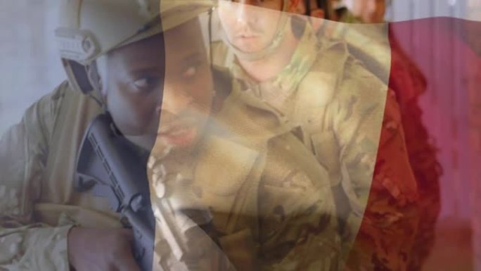 法国国旗的动画在士兵与武器