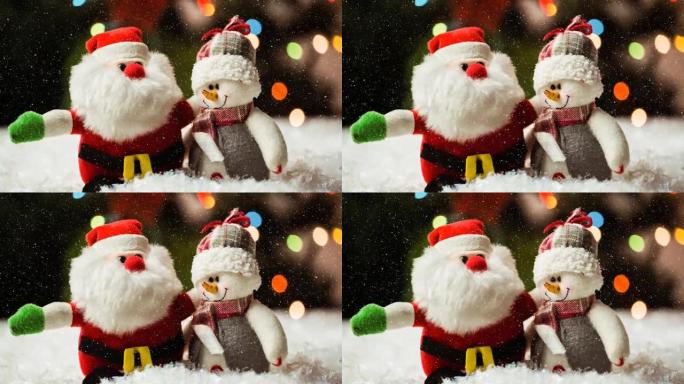 圣诞节装饰品上飘落的雪花动画