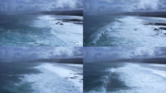 【4K航拍】大气磅礴海浪涌向岸边唯美镜头