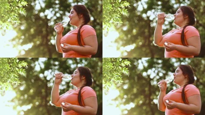 水分平衡超重妇女饮用森林