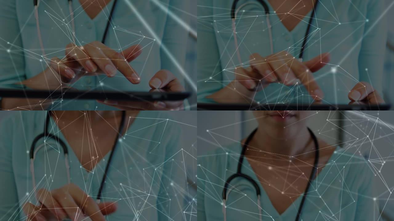 使用平板电脑通过医生连接的网络动画