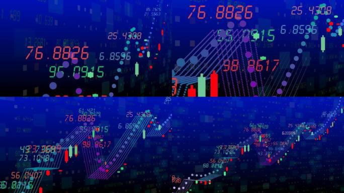 4k增长财务图表、商业数据趋势图、数字墙、互联网技术