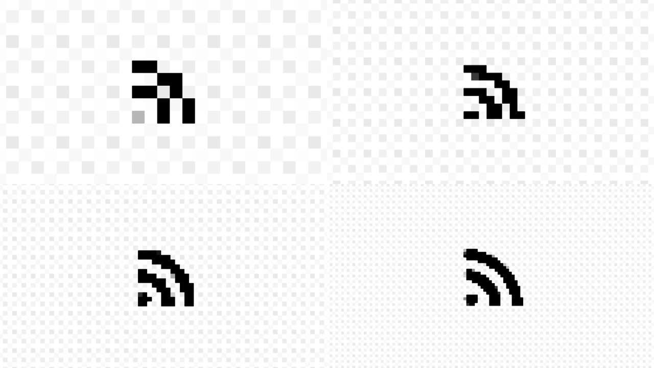 点背景上的像素rss wifi图标动画