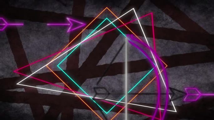 几何形状的动画和在黑暗的几何背景上拍摄弓