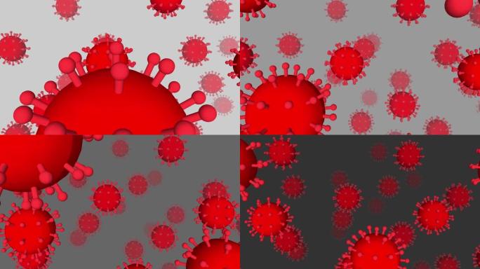 冠状病毒新型冠状病毒肺炎感染病毒2019-ncov肺炎在血液中。医学病毒现实模型。冠状病毒动画。微生