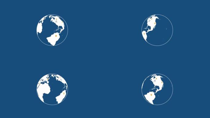 旋转地球。地球动画。带有可选亮度哑光的动画。