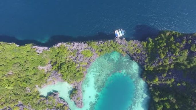 缅甸公鸡梳子岛热带岛屿、海滩和泻湖的俯视图