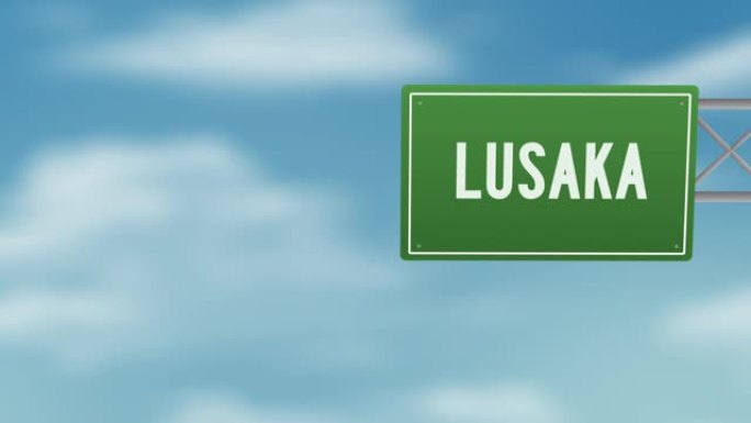 卢萨卡首都赞比亚道路标志在蓝色多云的天空-股票视频