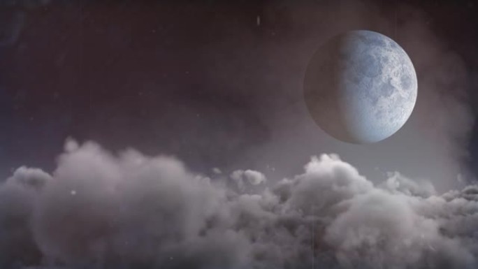 月亮和天空中移动云的干扰动画
