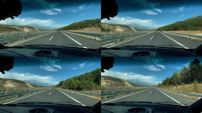 在高速公路上行驶快速路行车开车第一视角车