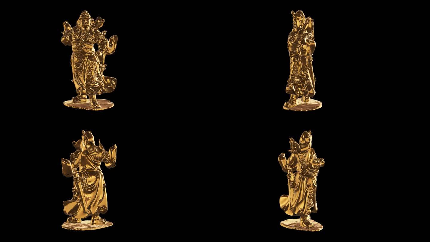 中式佛像关公黄金版展示通道素材
