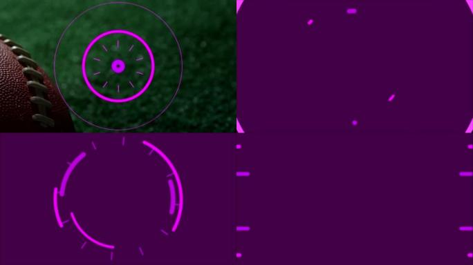 美式足球上的紫色万花筒形状动画