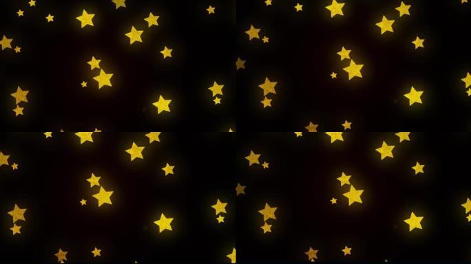 黑色背景上闪耀黄色星星的动画