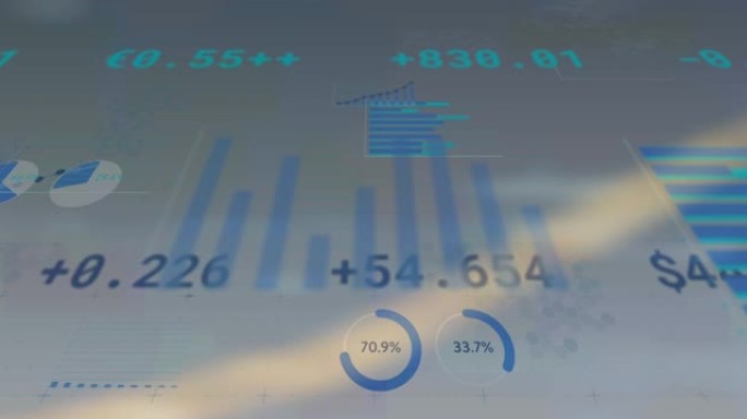 白色背景上的统计和金融数据处理动画