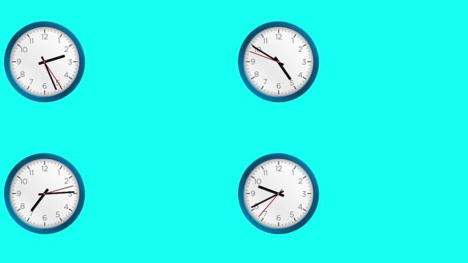 时钟-挂钟-最小抽象运动3d渲染时钟时间概念时间流逝小时-时钟时间流逝可循环-12小时时间流逝-时钟