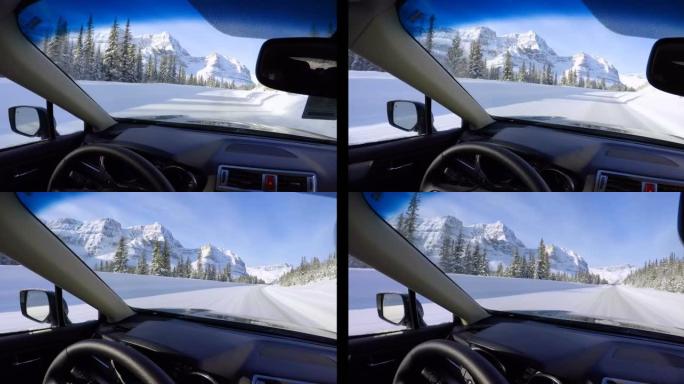 从汽车上看到雪景的动画