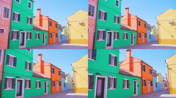 布拉诺安静的街道上有一排排五颜六色的房子