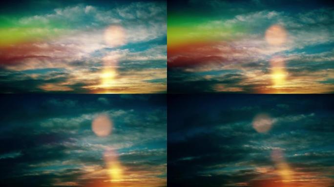 Beautiful dusk cloud timelapse with lens flare and