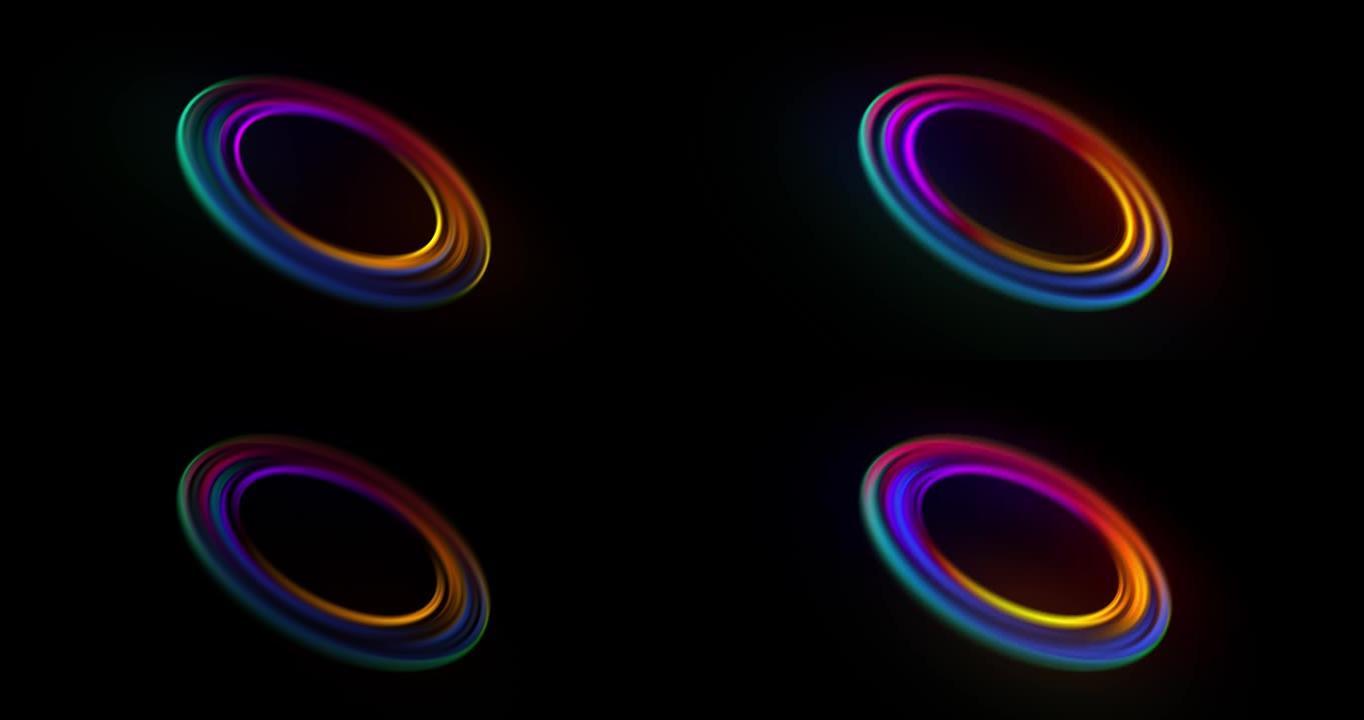 抽象发光圆环股票视频背景与副本，文本，和标志空间