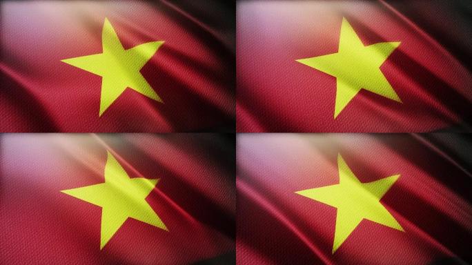 4k越南国旗褶皱风在越南无缝循环背景。