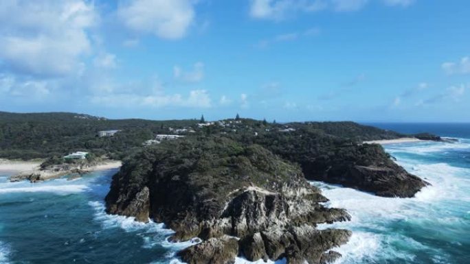 澳大利亚昆士兰州北斯特德布鲁克岛的Point Lookout无人机视图