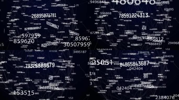 黑色背景上的商业文本连接网络动画