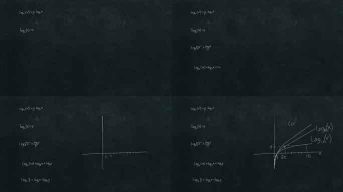 板数学。黑板上的手写。数学图形和三角函数