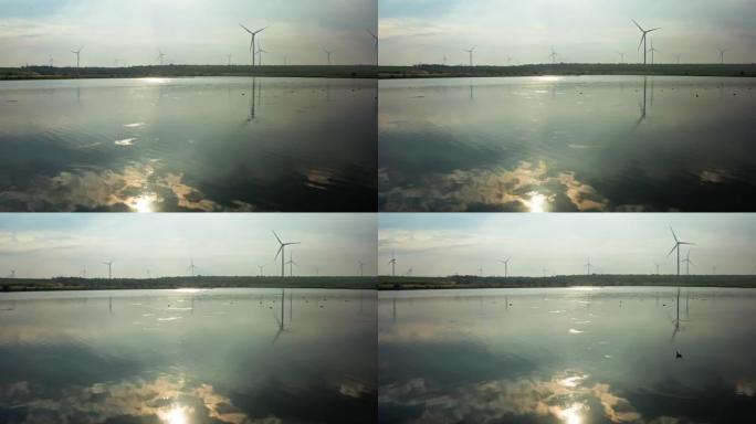 工业能源风车电力风力天空海水场