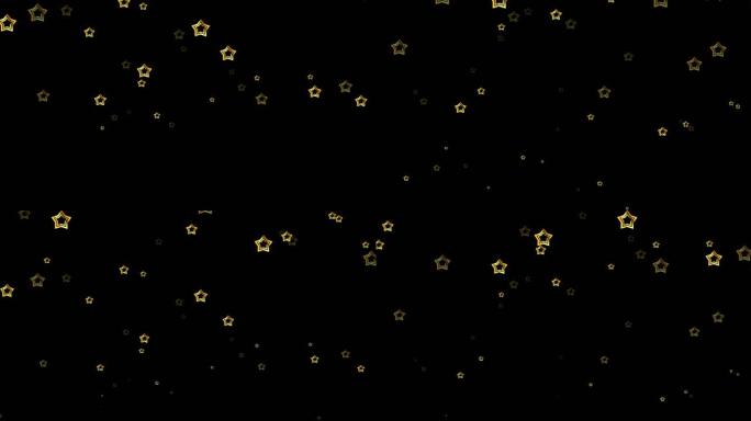 金色圣诞星星落在黑色背景上的动画