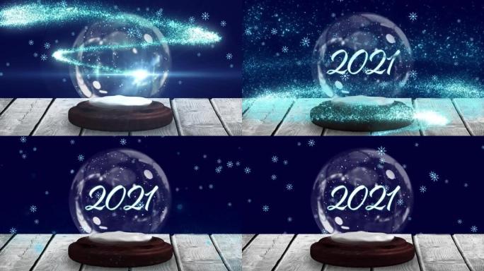 木板上的雪球动画2021年，流星和雪花飘落