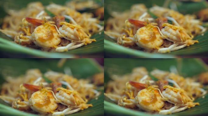 泰国传统美食，泰国虾米，干面，街头美食，泰国美食风格。特写