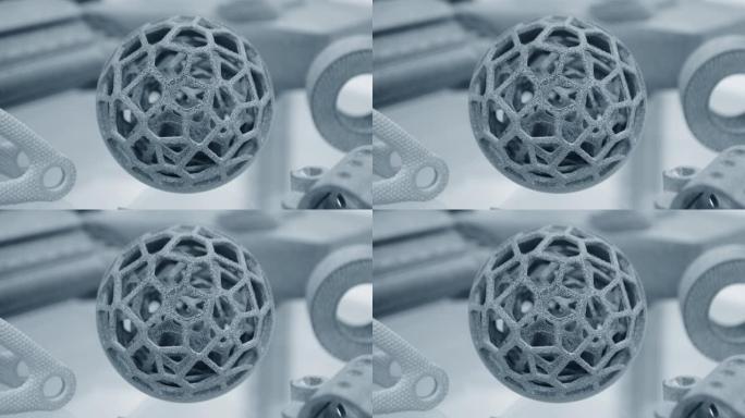 工业粉末3D打印机上打印的物体来自白色聚酰胺粉末