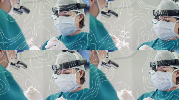 在口罩上移动外科医生的动画