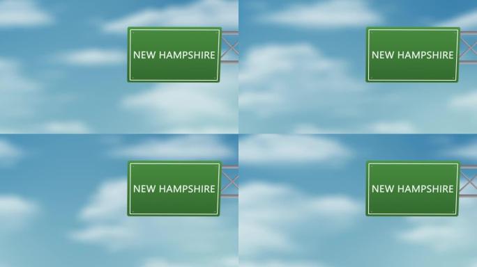 新罕布什尔州城市道路标志在多云的天空-Stok视频