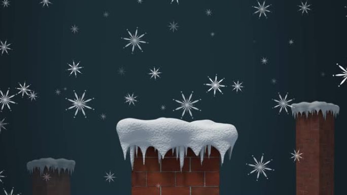 圣诞节在烟囱上下雪的动画