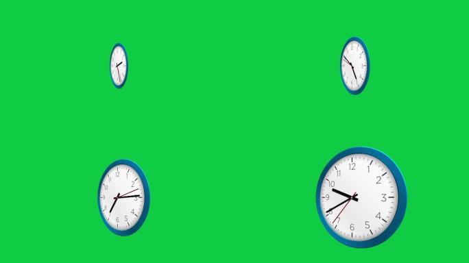 旋转挂钟-时钟-挂钟-最小抽象运动3d渲染时钟时间概念时间流逝小时-时钟时间流逝可循环-12小时时间