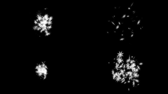 白色薄片从中心露出，圣诞节薄片在黑色背景上孤立，包括Luma频道