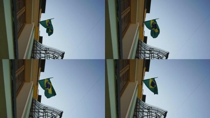 巴西联邦共和国官方国旗随风飘扬