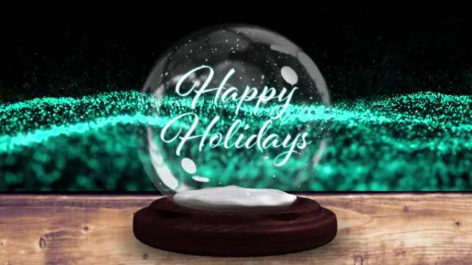 木板和发光网格上的雪球中的圣诞节问候动画