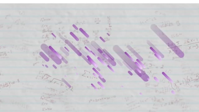 紫光在直纹纸背景上的数学方程上的动画