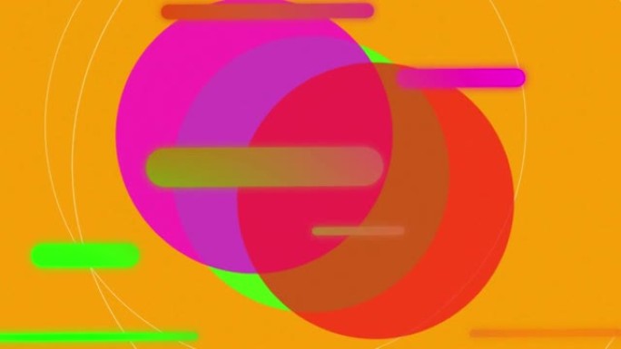 橙色背景上彩色圆圈和胶囊形状的动画
