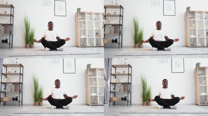 开始瑜伽练习黑人家庭训练
