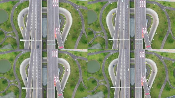 开放供公众使用的新公路建设基础设施竣工项目鸟瞰图