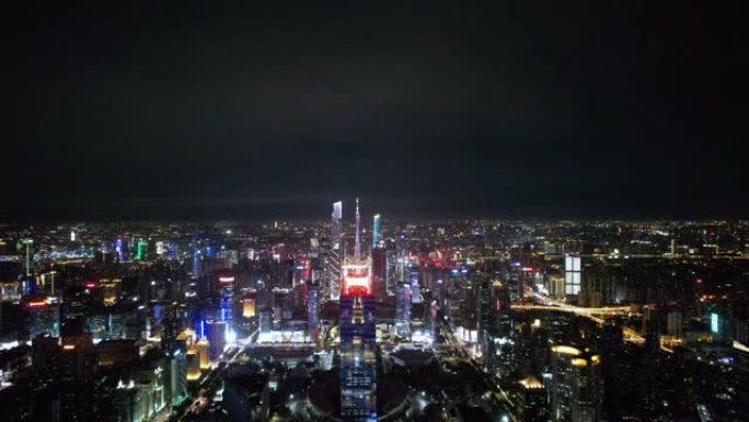广州轴线夜间鸟瞰图