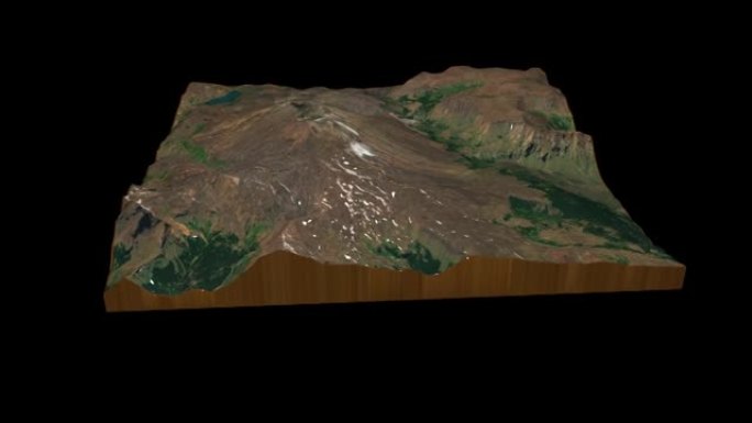 Copahue火山地形图3D渲染360度循环动画