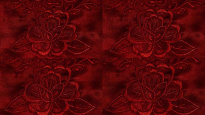 优雅性感的红色女性丝绸顶级内衣，搭配精致的刺绣。注重精致刺绣的细节。