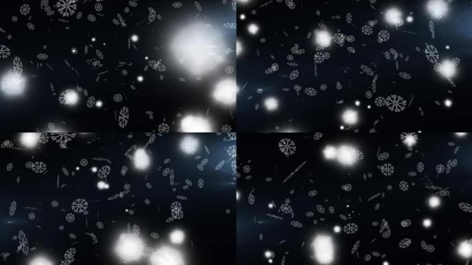 雪花落在黑色背景上的动画