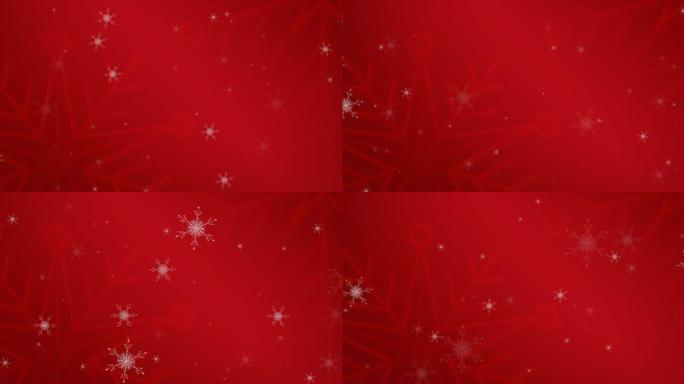 红色背景上的雪花圣诞图案动画