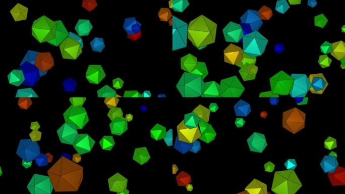 二十面体-抽象正二十面体可循环背景-六边形前进并围绕自己旋转